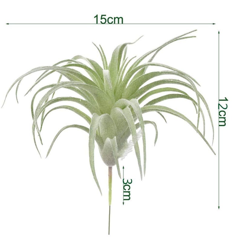 EBUYOM 2 PCS Artificial Succulents Plants Unpotted Fake Flocking Tillandsia Air Plants Succulent Bromeliads Bouquet Arrangements Faux Plants DIY for Garden Terrarium Decor Home Decoration Green - Image 2